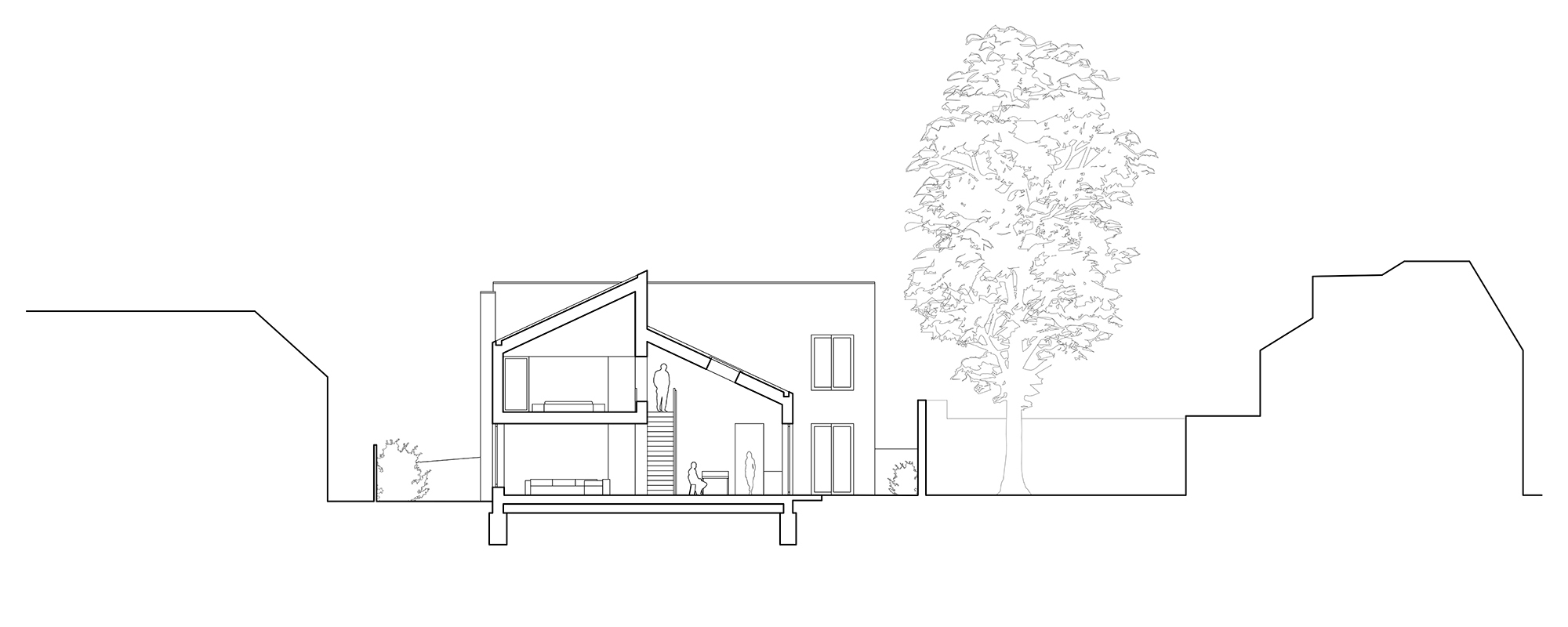 Erbar Mattes Architects Wimbledon custom new build contemporary modern house conservation area section drawing